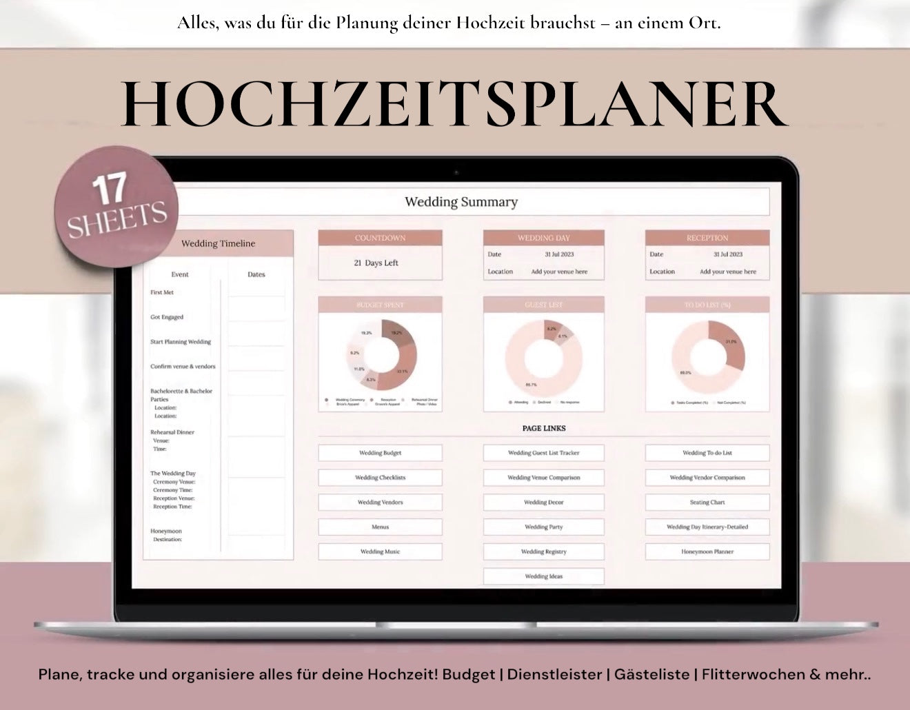 foreverplanned™ Hochzeitsplaner für Excel & Google Sheets